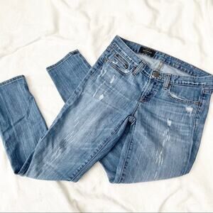 J Crew toothpick ankle ripped distressed jeans blue denim size 27